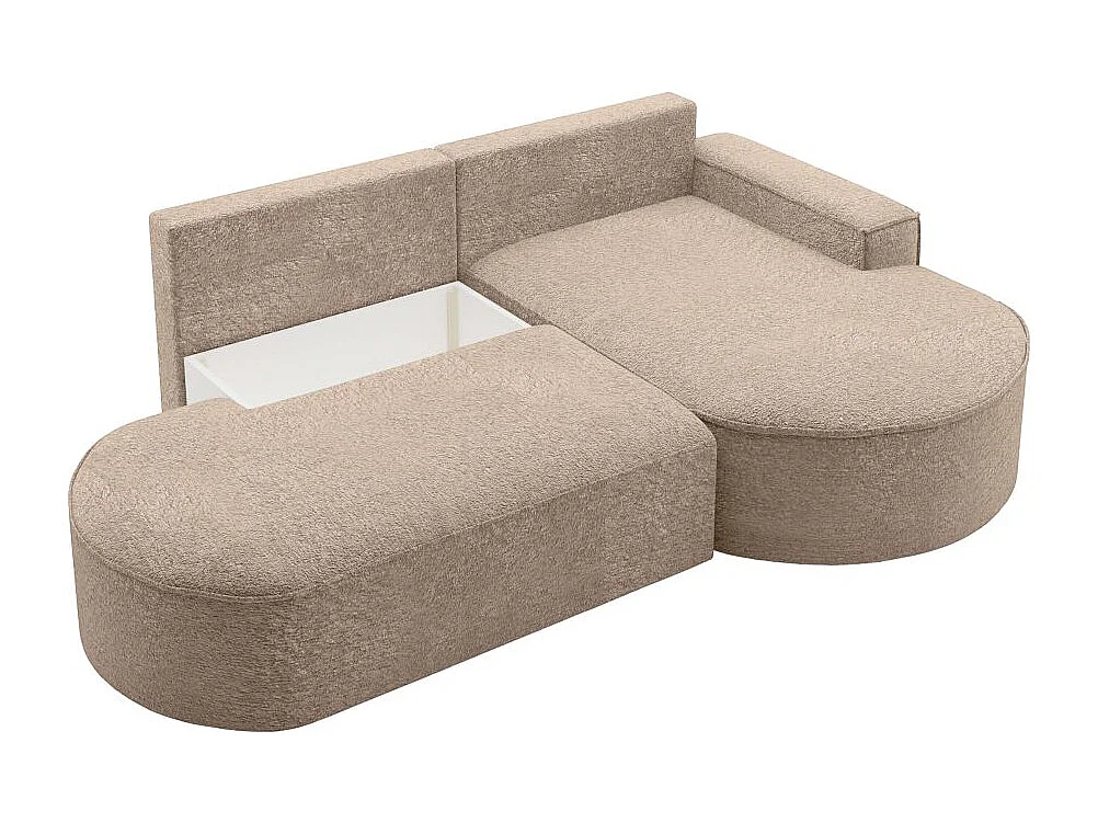 Canapé d'angle droit convertible 4 places MARLO en tissu chenille - Taupe