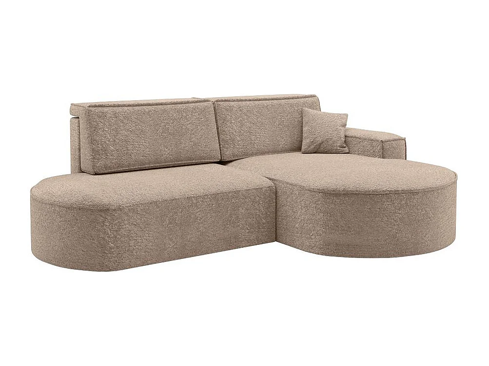 Canapé d'angle droit convertible 4 places MARLO en tissu chenille - Taupe