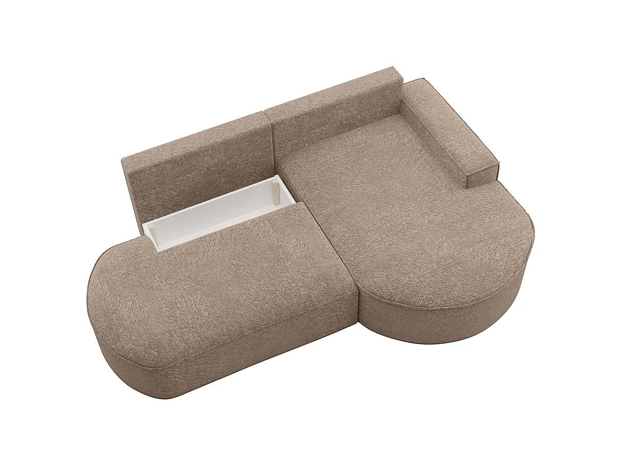 Canapé d'angle convertible 4 places en tissu chenille taupe MARLO