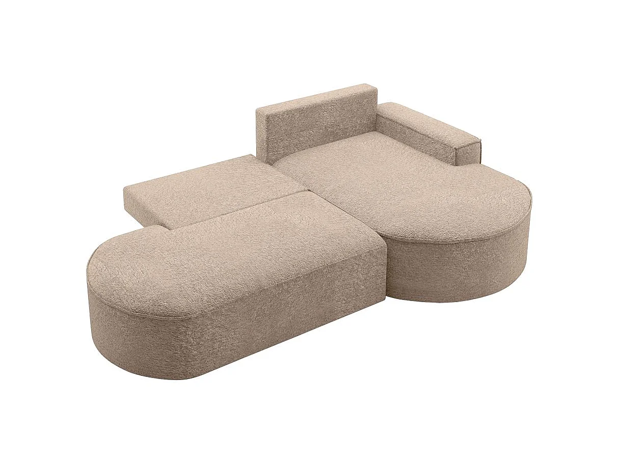 Canapé d'angle convertible 4 places en tissu chenille taupe MARLO
