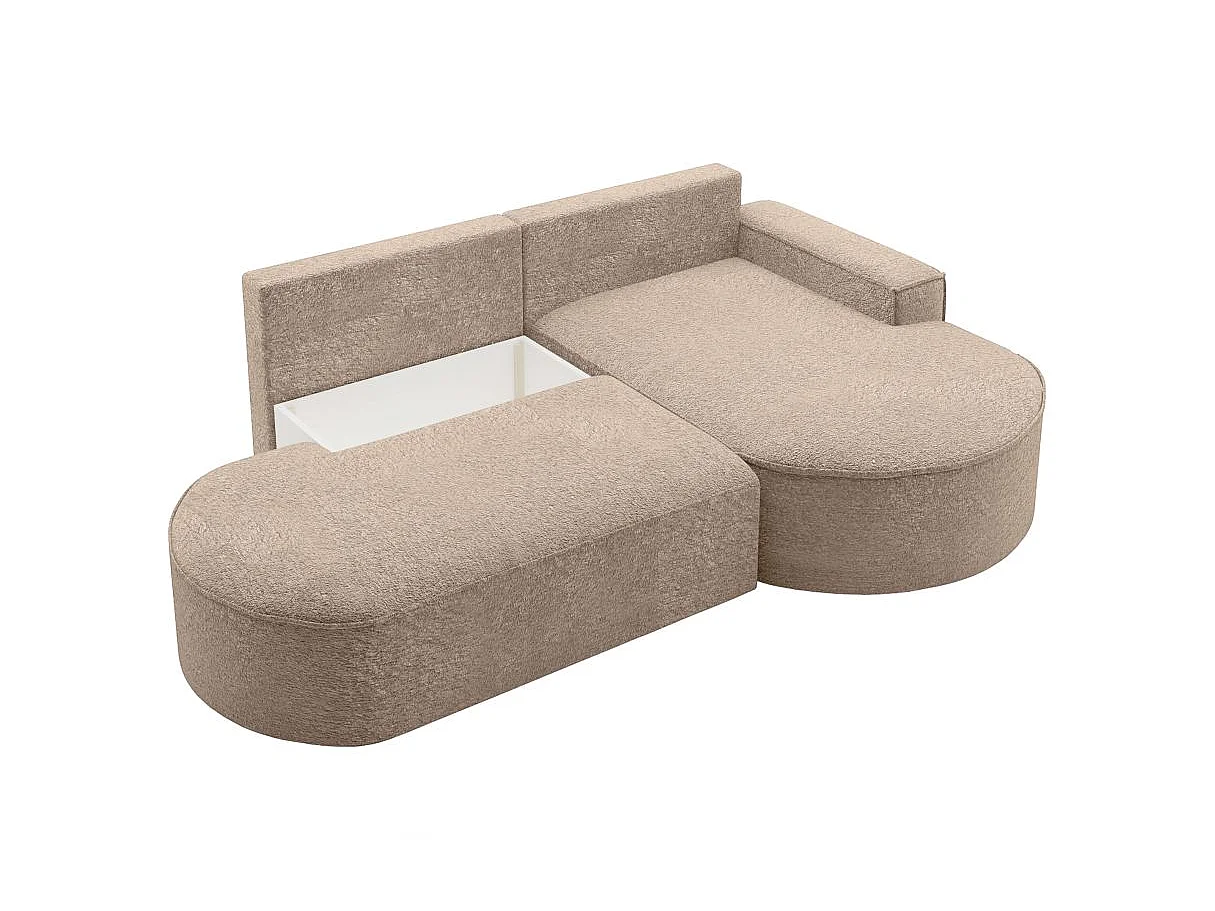 Canapé d'angle convertible 4 places en tissu chenille taupe MARLO