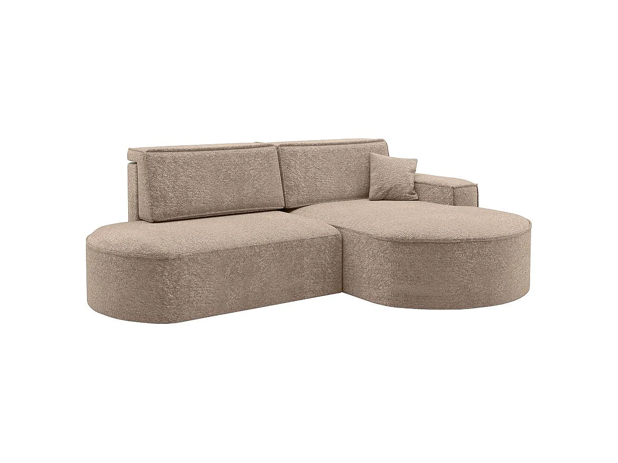 Canapé d'angle convertible 4 places en tissu chenille taupe MARLO