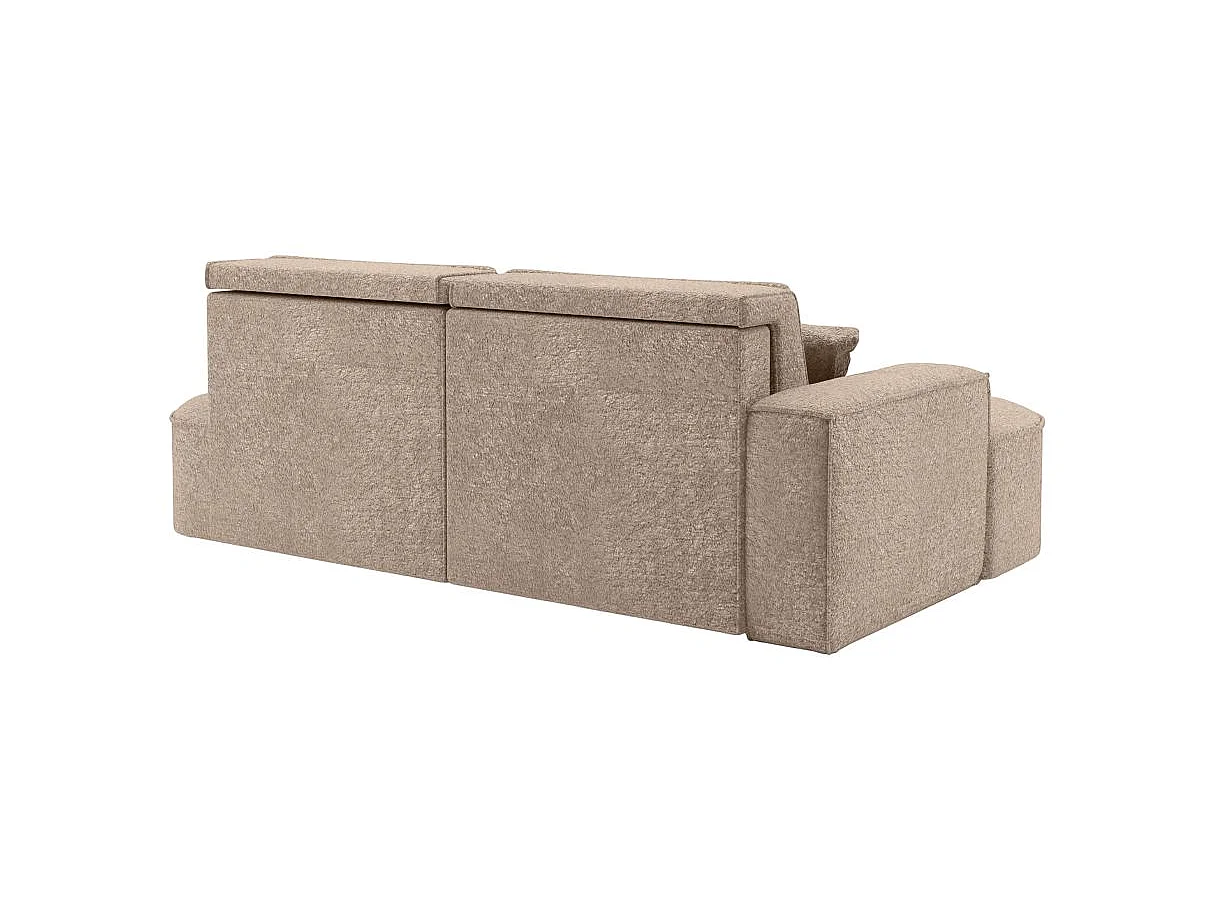 Canapé d'angle convertible 4 places en tissu chenille taupe MARLO