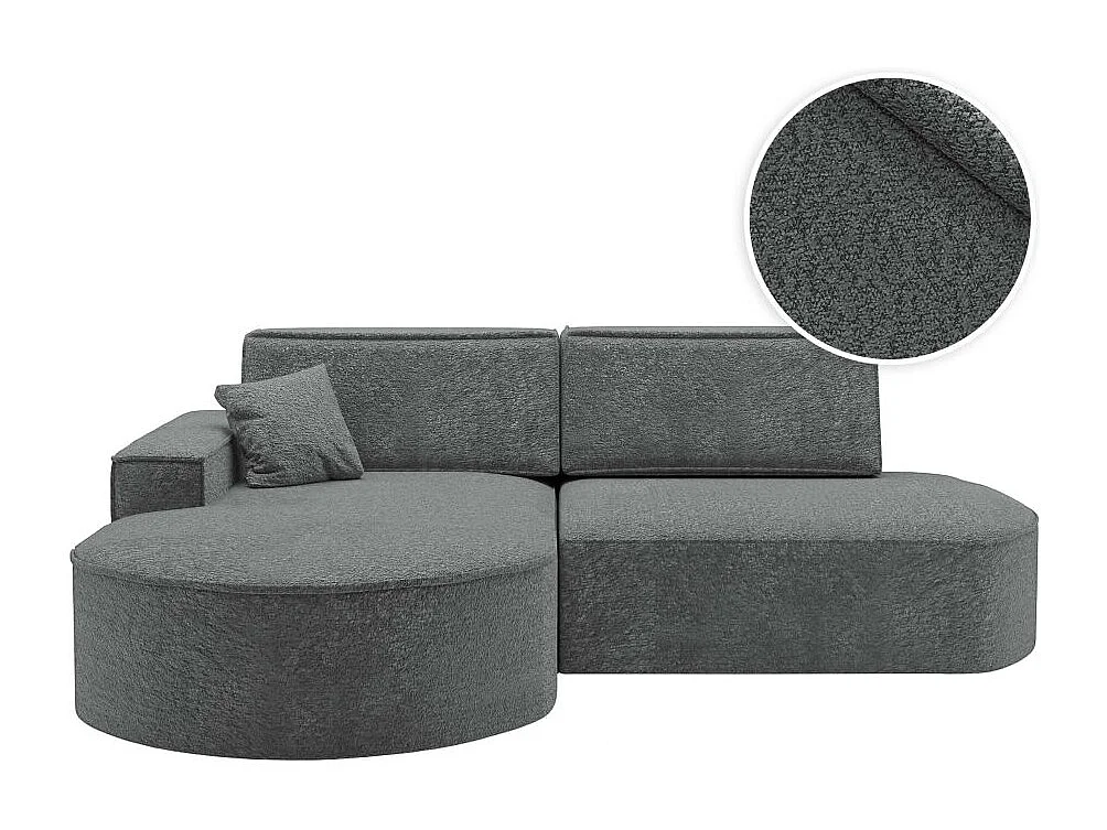 Canapé d'angle gauche convertible 4 places MARLO en tissu chenille - Gris anthracite