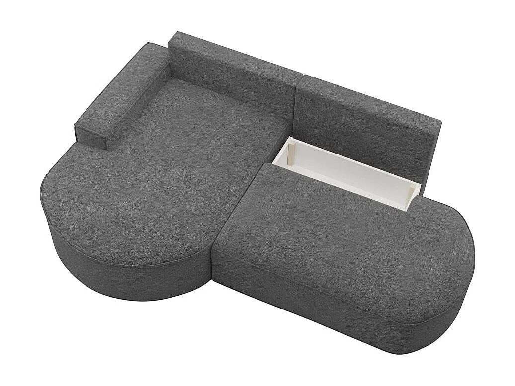 Canapé d'angle gauche convertible 4 places MARLO en tissu chenille - Gris anthracite