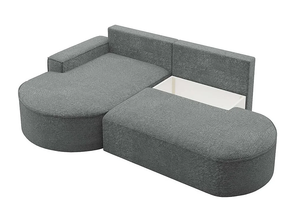 Canapé d'angle gauche convertible 4 places MARLO en tissu chenille - Gris anthracite