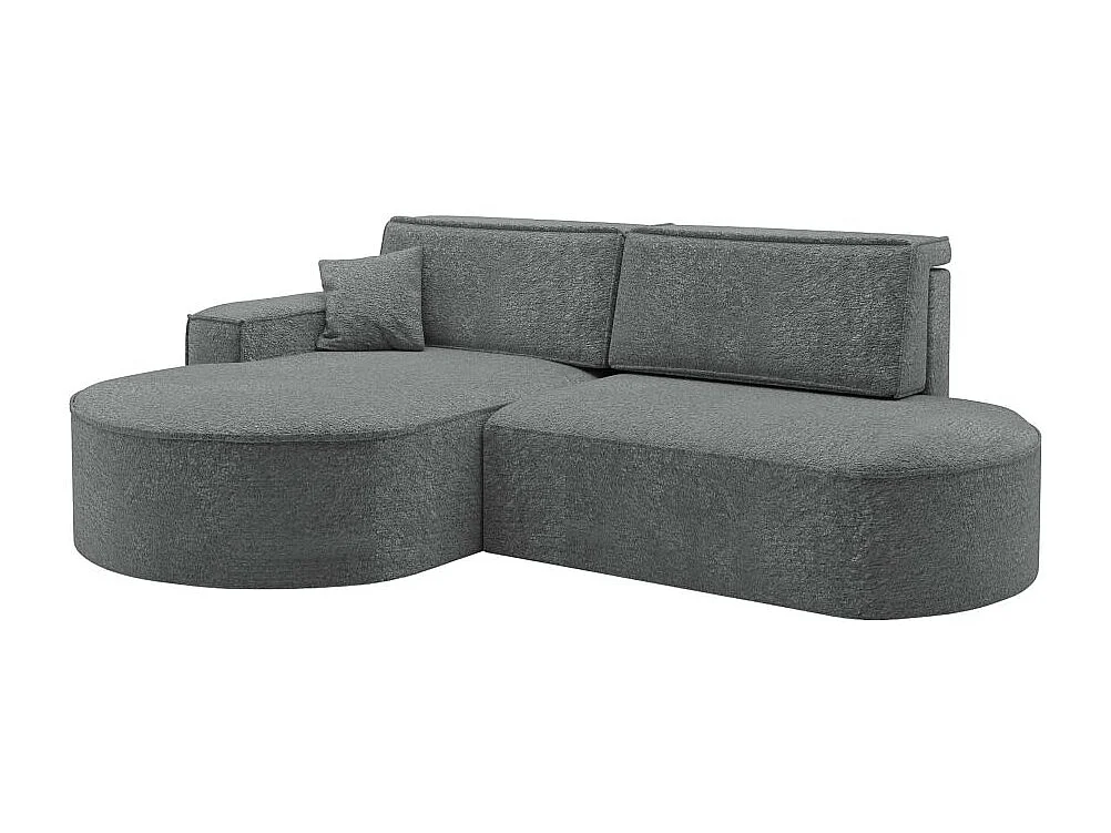 Canapé d'angle gauche convertible 4 places MARLO en tissu chenille - Gris anthracite
