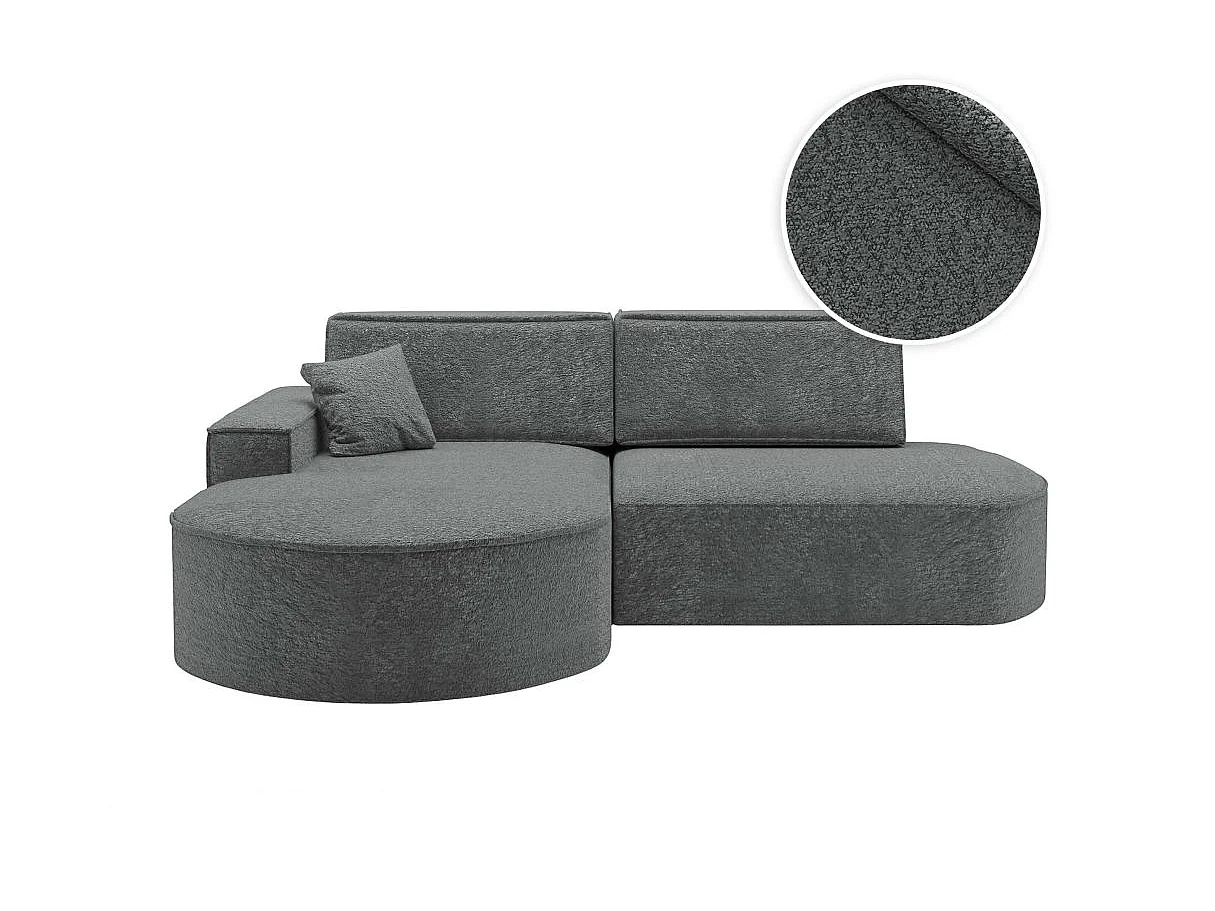 Canapé d'angle convertible 4 places en tissu chenille gris anthracite MARLO