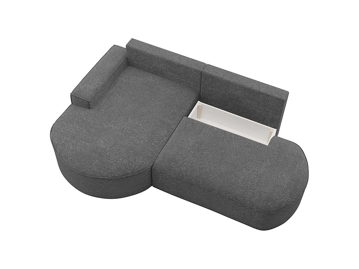 Canapé d'angle convertible 4 places en tissu chenille gris anthracite MARLO