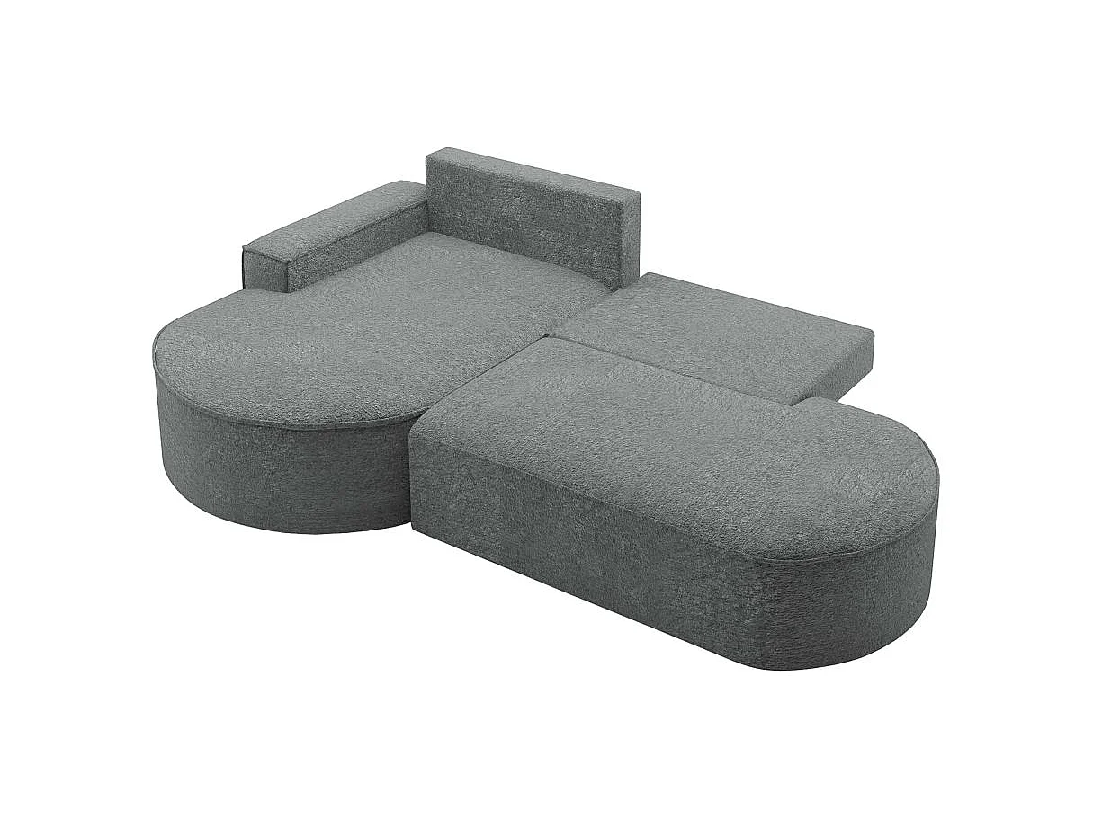 Canapé d'angle convertible 4 places en tissu chenille gris anthracite MARLO