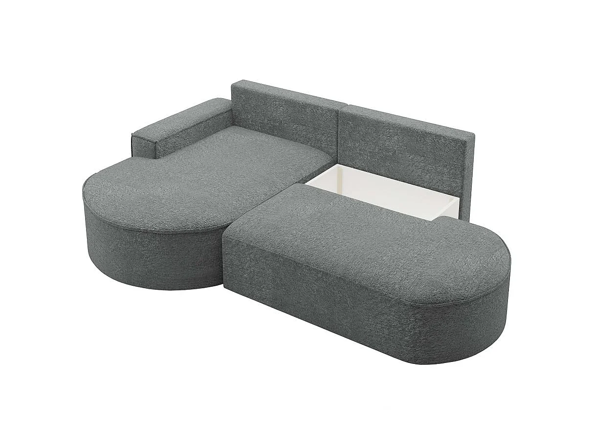 Canapé d'angle convertible 4 places en tissu chenille gris anthracite MARLO