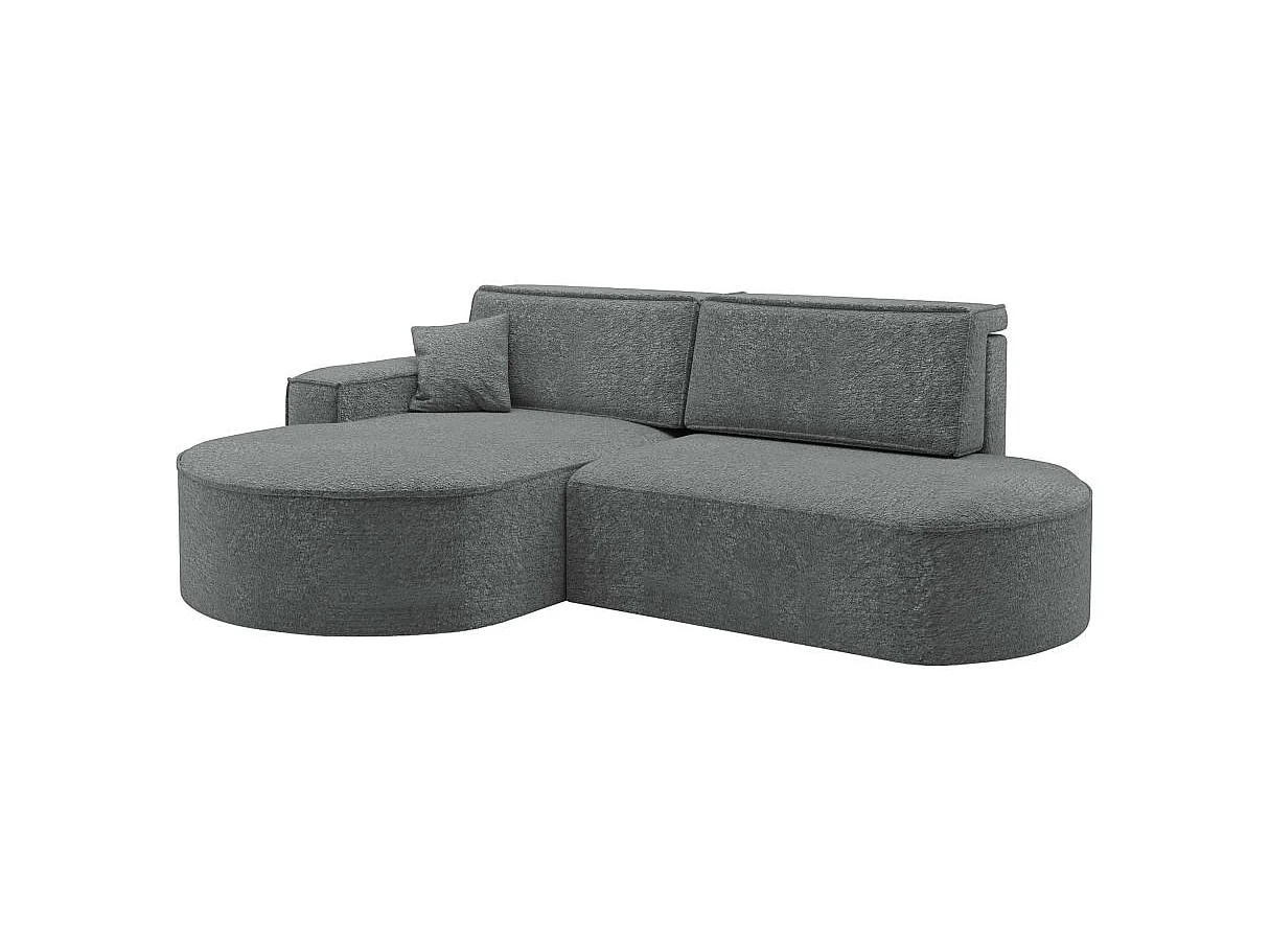 Canapé d'angle convertible 4 places en tissu chenille gris anthracite MARLO