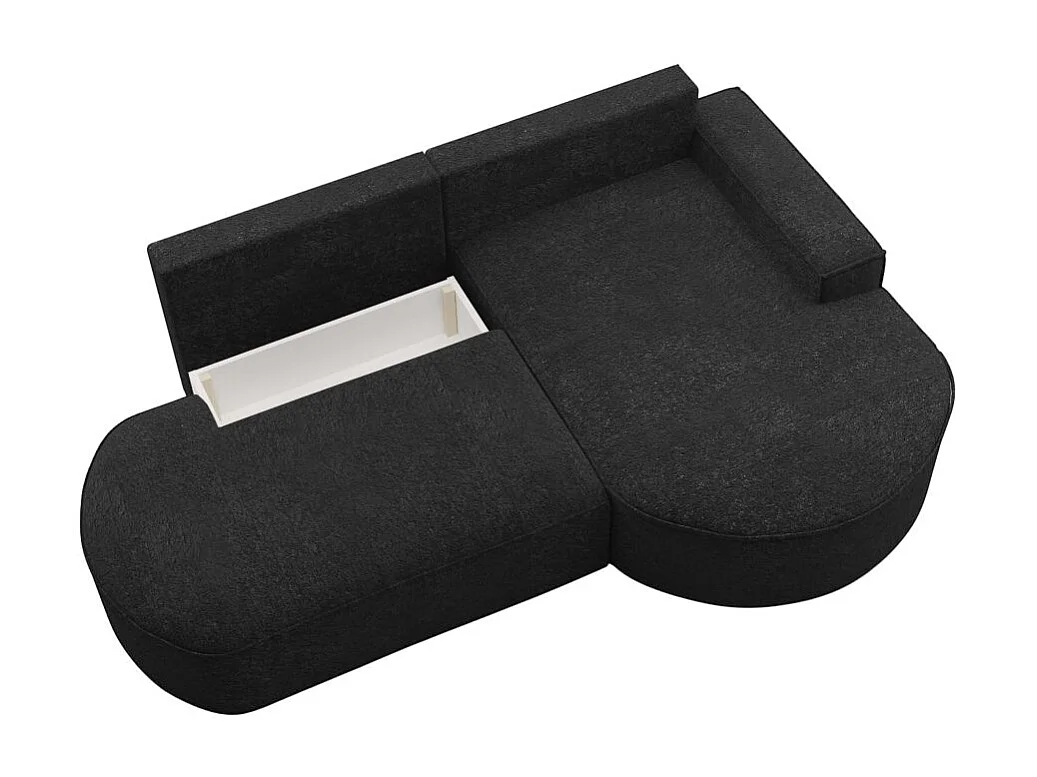 Canapé d'angle droit convertible 4 places MARLO en tissu chenille - Gris anthracite