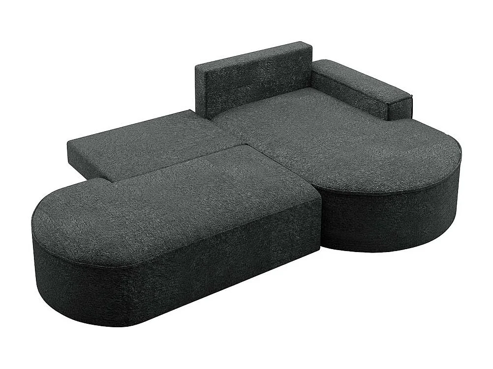 Canapé d'angle droit convertible 4 places MARLO en tissu chenille - Gris anthracite