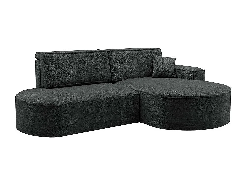 Canapé d'angle droit convertible 4 places MARLO en tissu chenille - Gris anthracite
