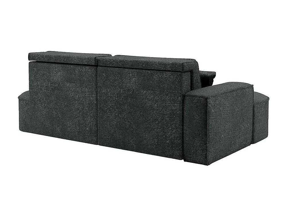 Canapé d'angle droit convertible 4 places MARLO en tissu chenille - Gris anthracite