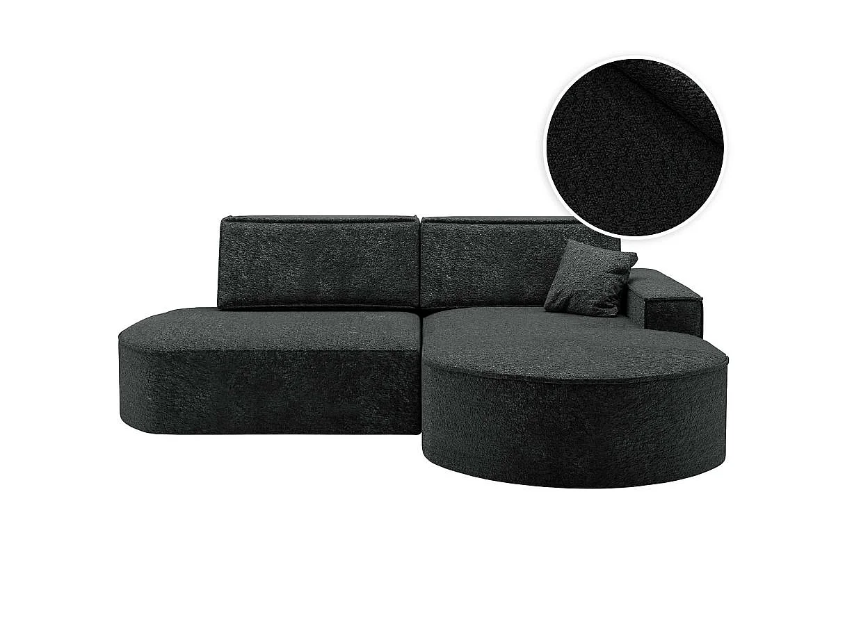 Canapé d'angle convertible 4 places en tissu chenille gris anthracite MARLO