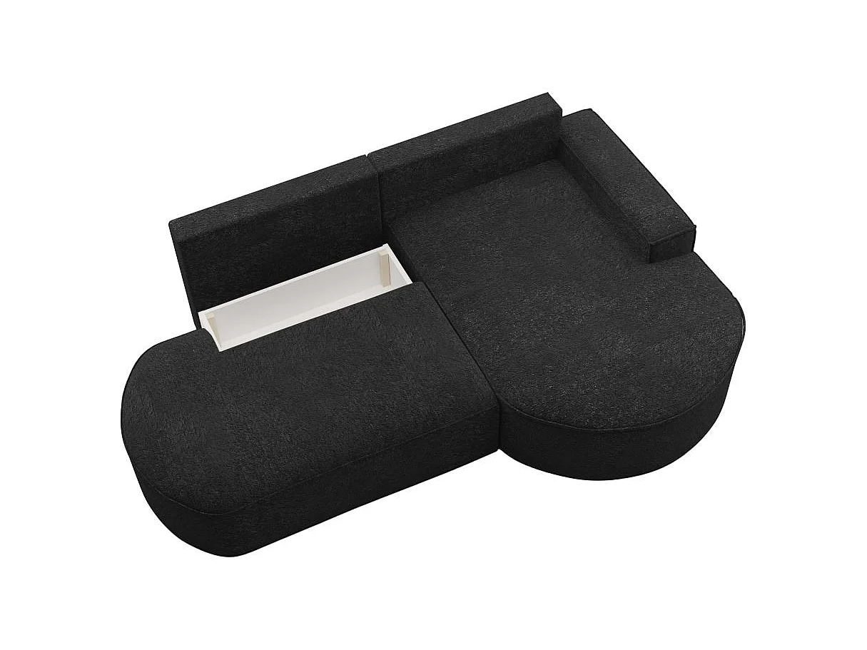 Canapé d'angle convertible 4 places en tissu chenille gris anthracite MARLO