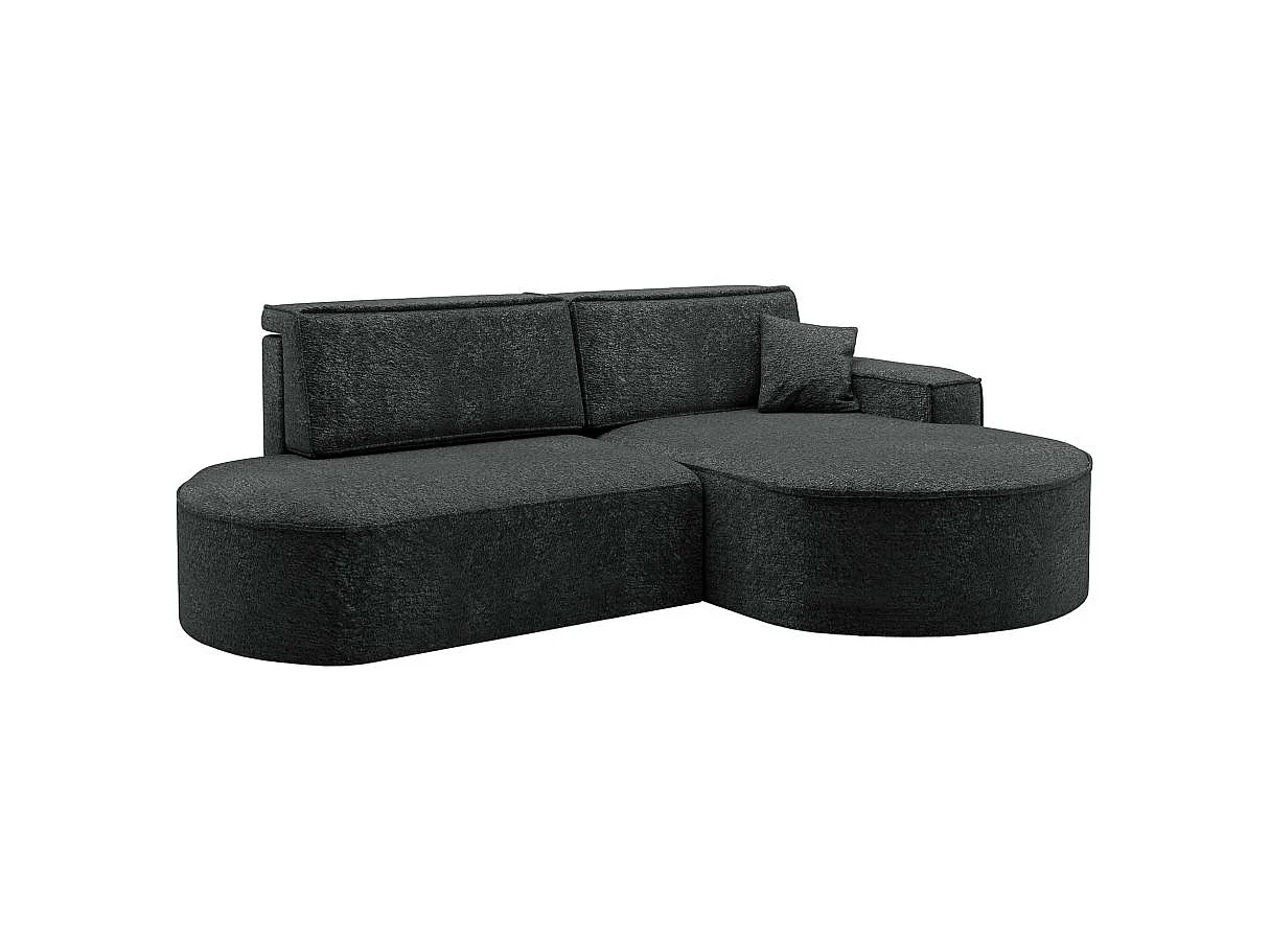 Canapé d'angle convertible 4 places en tissu chenille gris anthracite MARLO