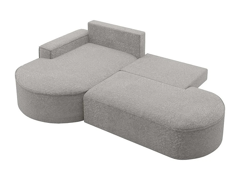 Canapé d'angle gauche convertible 4 places MARLO en tissu chenille - Gris clair