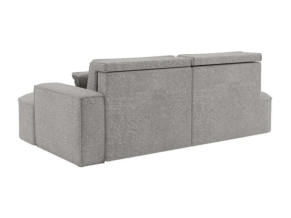 Canapé d'angle gauche convertible 4 places MARLO en tissu chenille - Gris clair