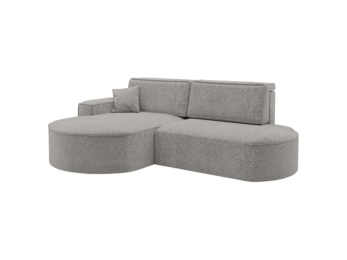 Canapé d'angle convertible 4 places en tissu chenille gris clair MARLO