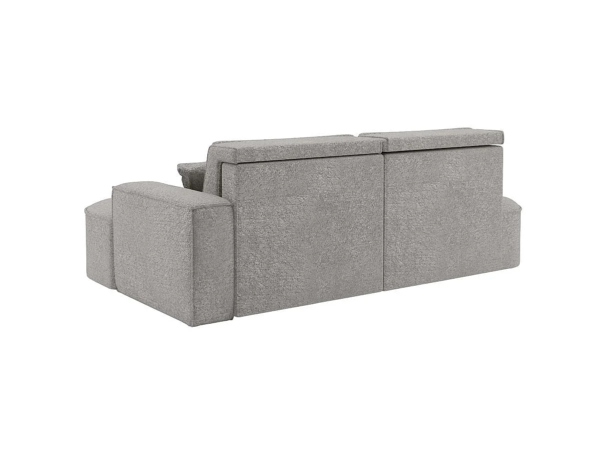 Canapé d'angle convertible 4 places en tissu chenille gris clair MARLO