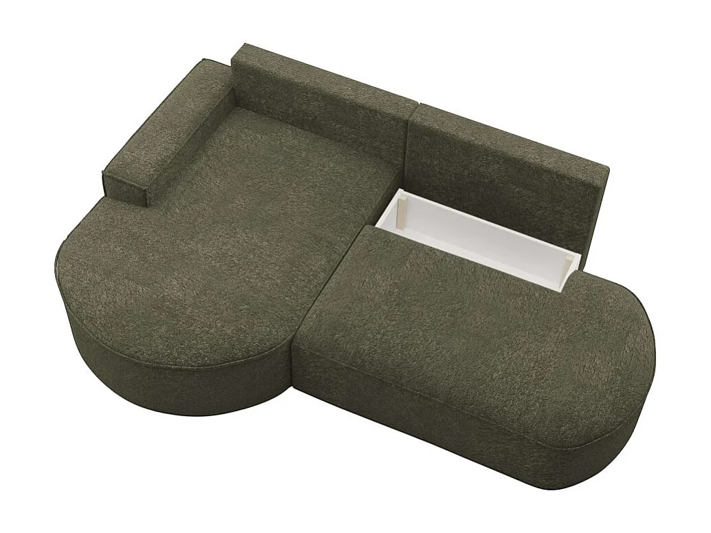 Canapé d'angle gauche convertible 4 places MARLO en tissu chenille - Vert foncé