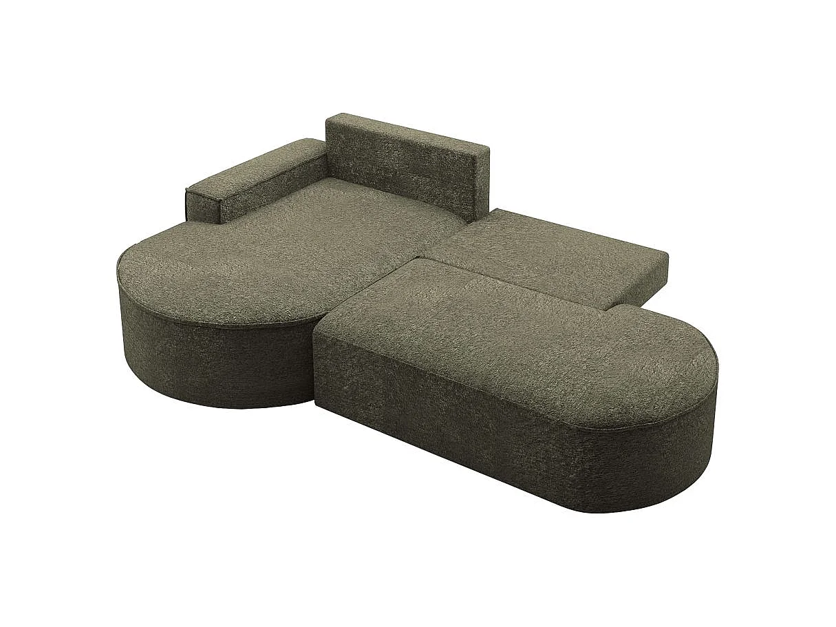 Canapé d'angle convertible 4 places en tissu chenille vert foncé MARLO