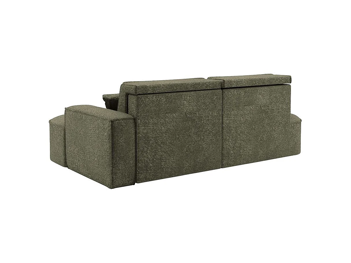 Canapé d'angle convertible 4 places en tissu chenille vert foncé MARLO
