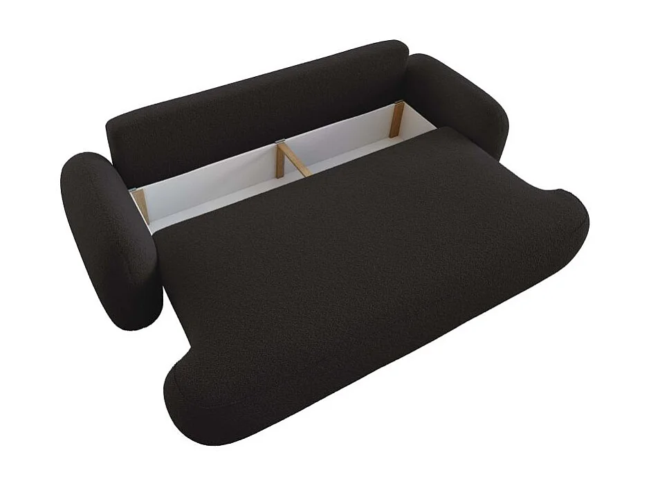 Canapé convertible 3 places MILLY avec coffre en tissu bouclette - Gris anthracite