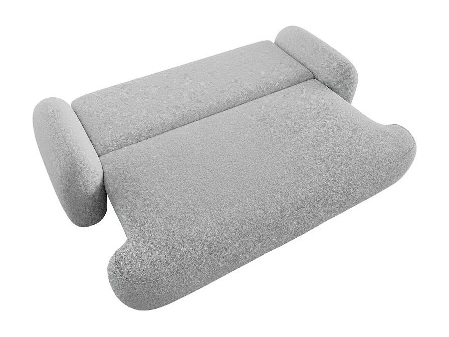 Canapé convertible 3 places MILLY avec coffre en tissu bouclette - Gris clair