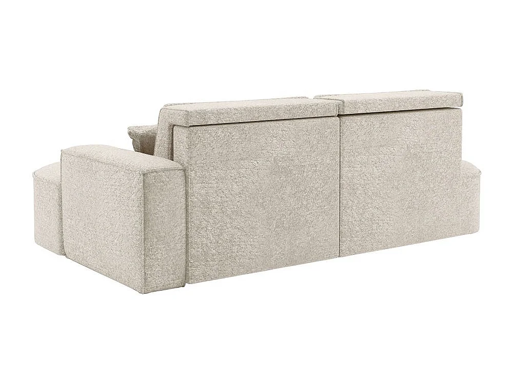 Canapé d'angle gauche convertible 4 places MARLO en tissu chenille - Blanc