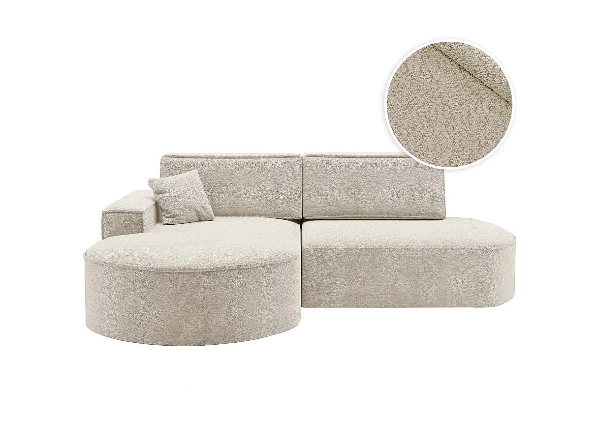 Canapé d'angle convertible 4 places en tissu chenille blanc MARLO