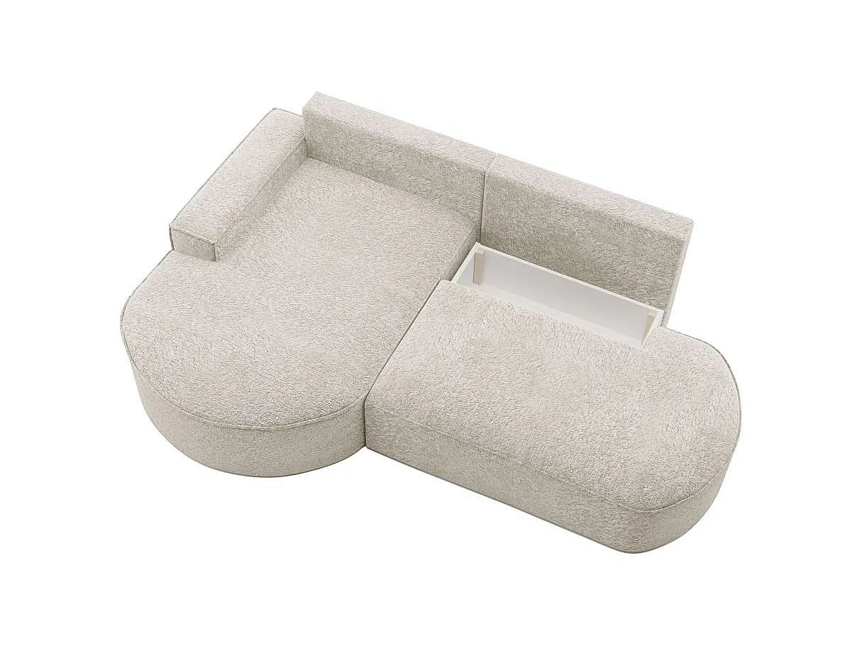 Canapé d'angle convertible 4 places en tissu chenille blanc MARLO
