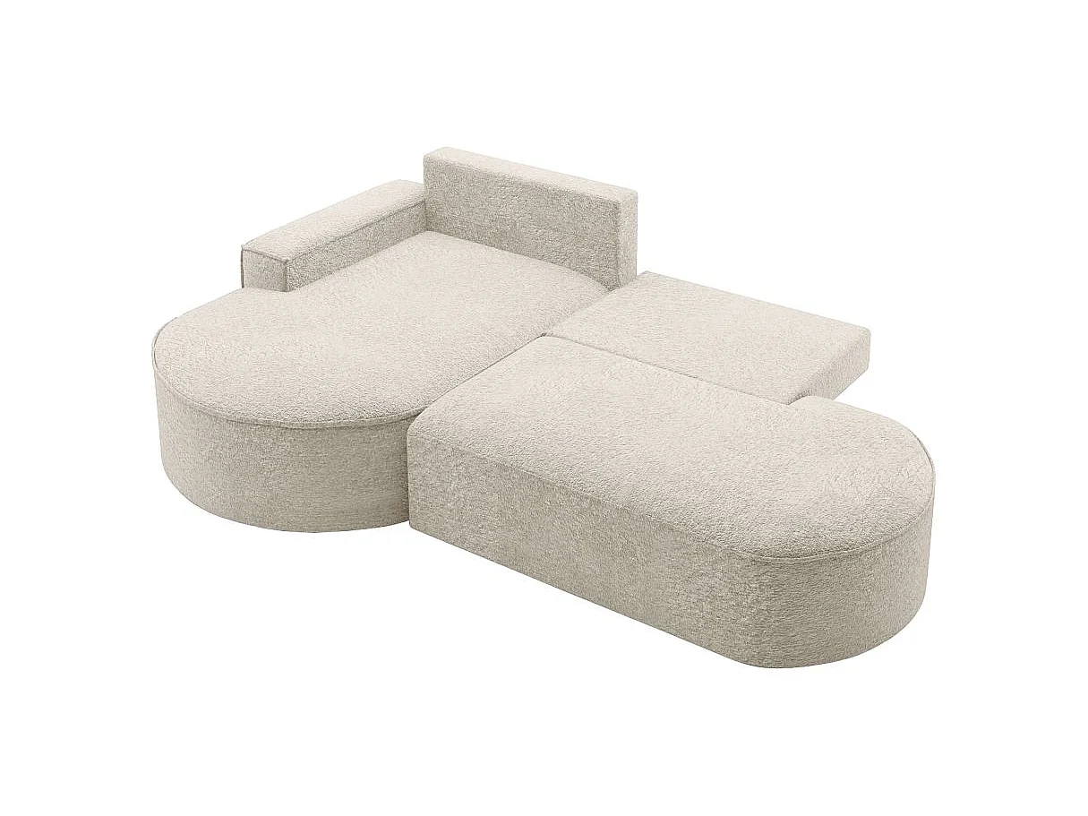 Canapé d'angle convertible 4 places en tissu chenille blanc MARLO