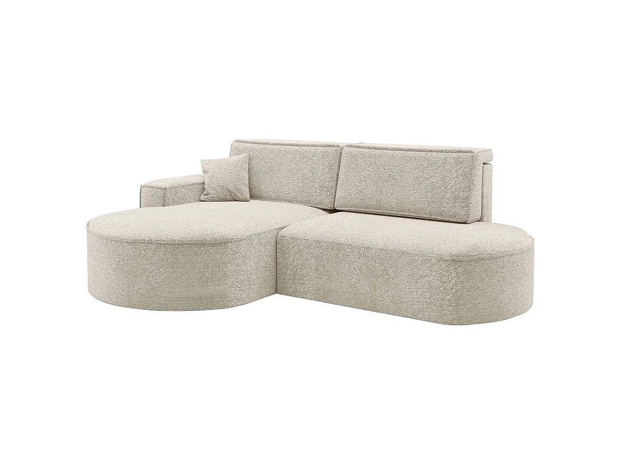 Canapé d'angle convertible 4 places en tissu chenille blanc MARLO