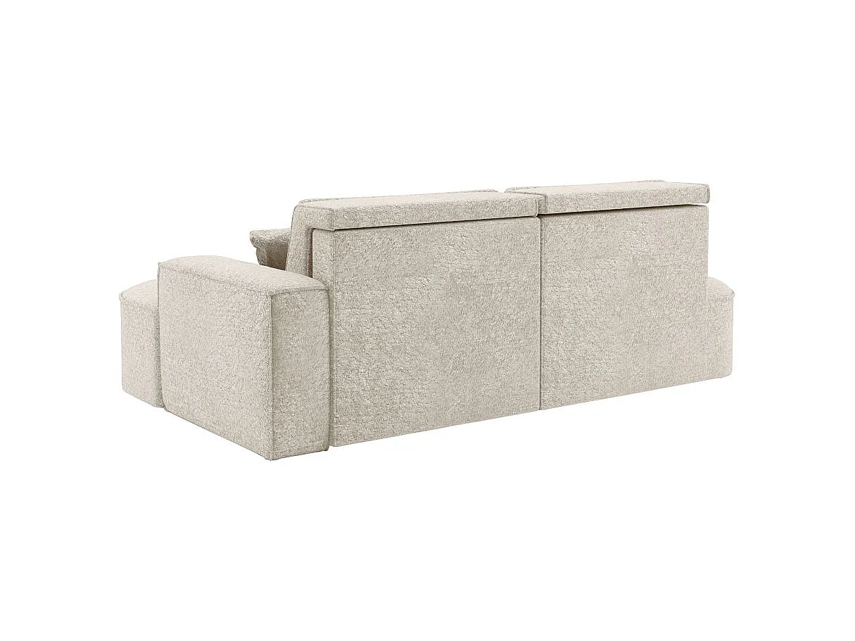 Canapé d'angle convertible 4 places en tissu chenille blanc MARLO