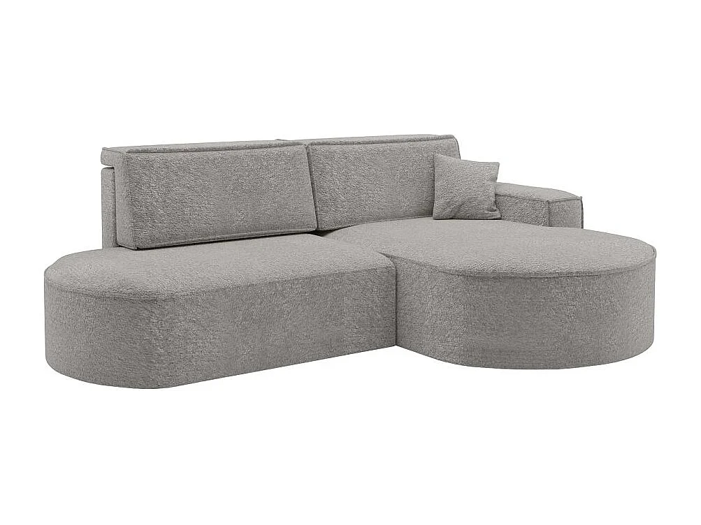 Canapé d'angle droit convertible 4 places MARLO en tissu chenille - Gris clair