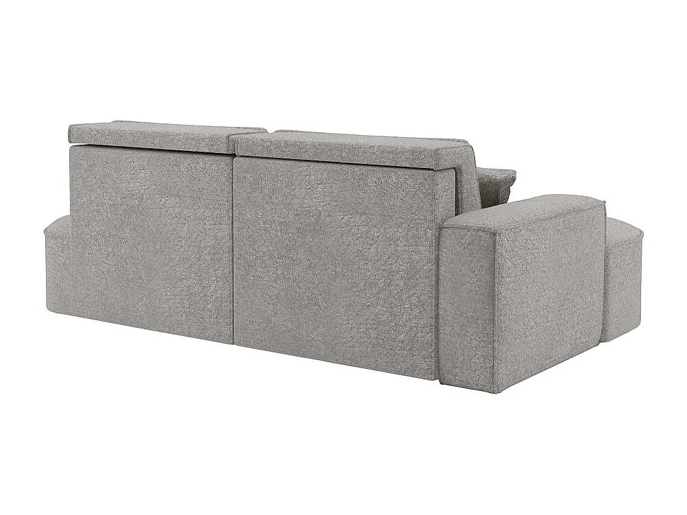 Canapé d'angle droit convertible 4 places MARLO en tissu chenille - Gris clair