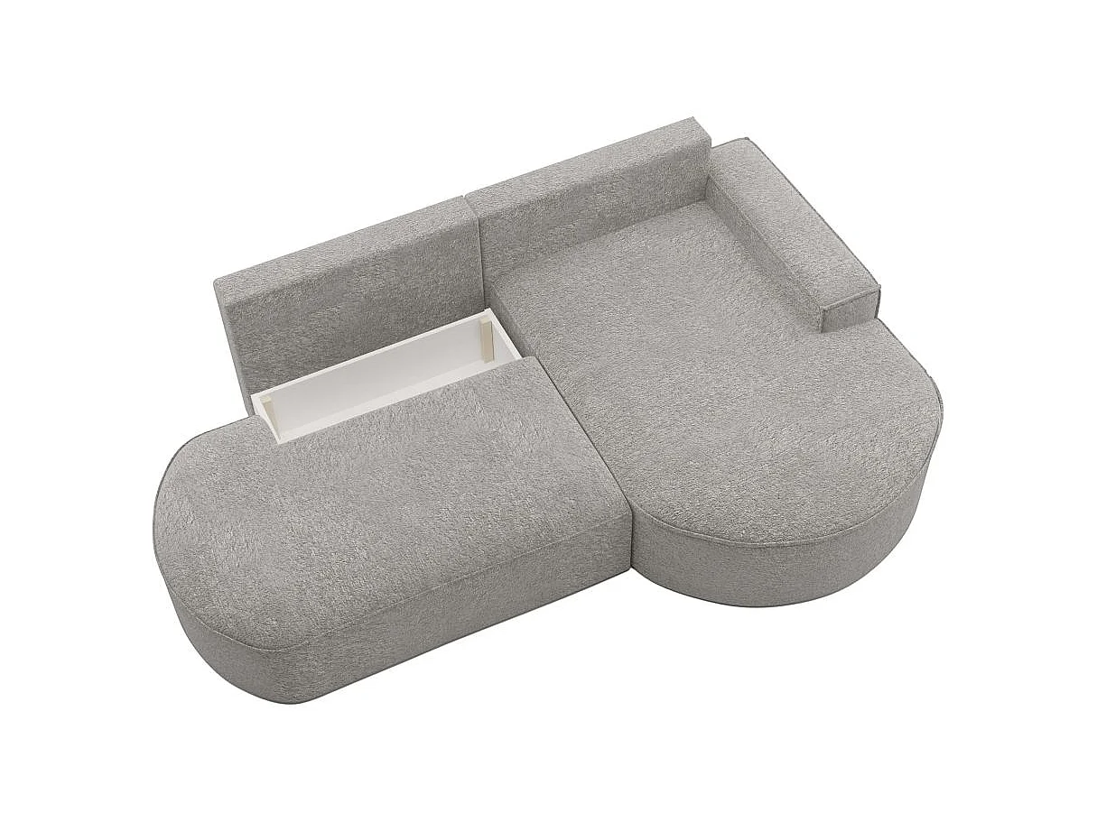 Canapé d'angle convertible 4 places en tissu chenille gris clair MARLO