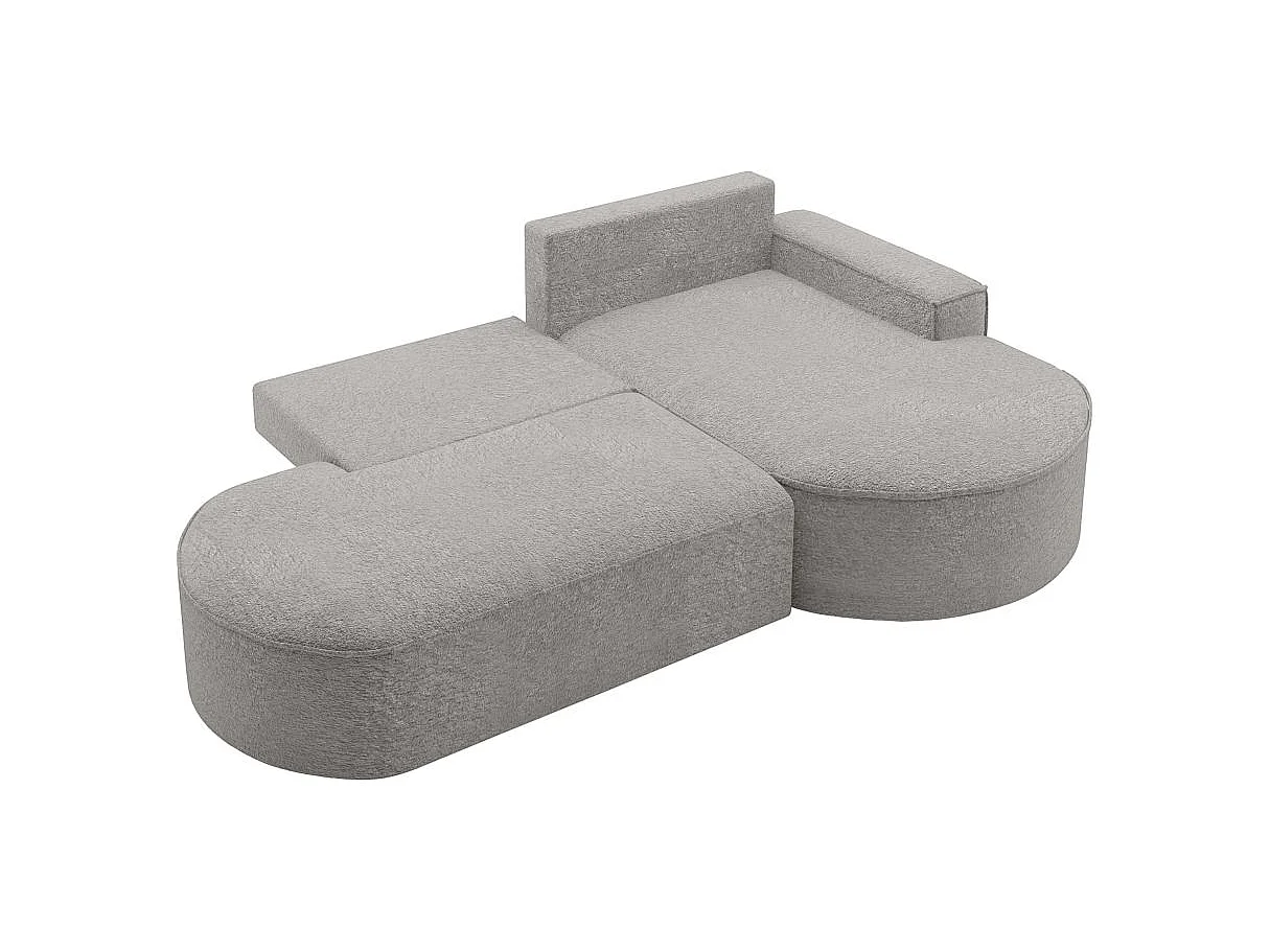 Canapé d'angle convertible 4 places en tissu chenille gris clair MARLO