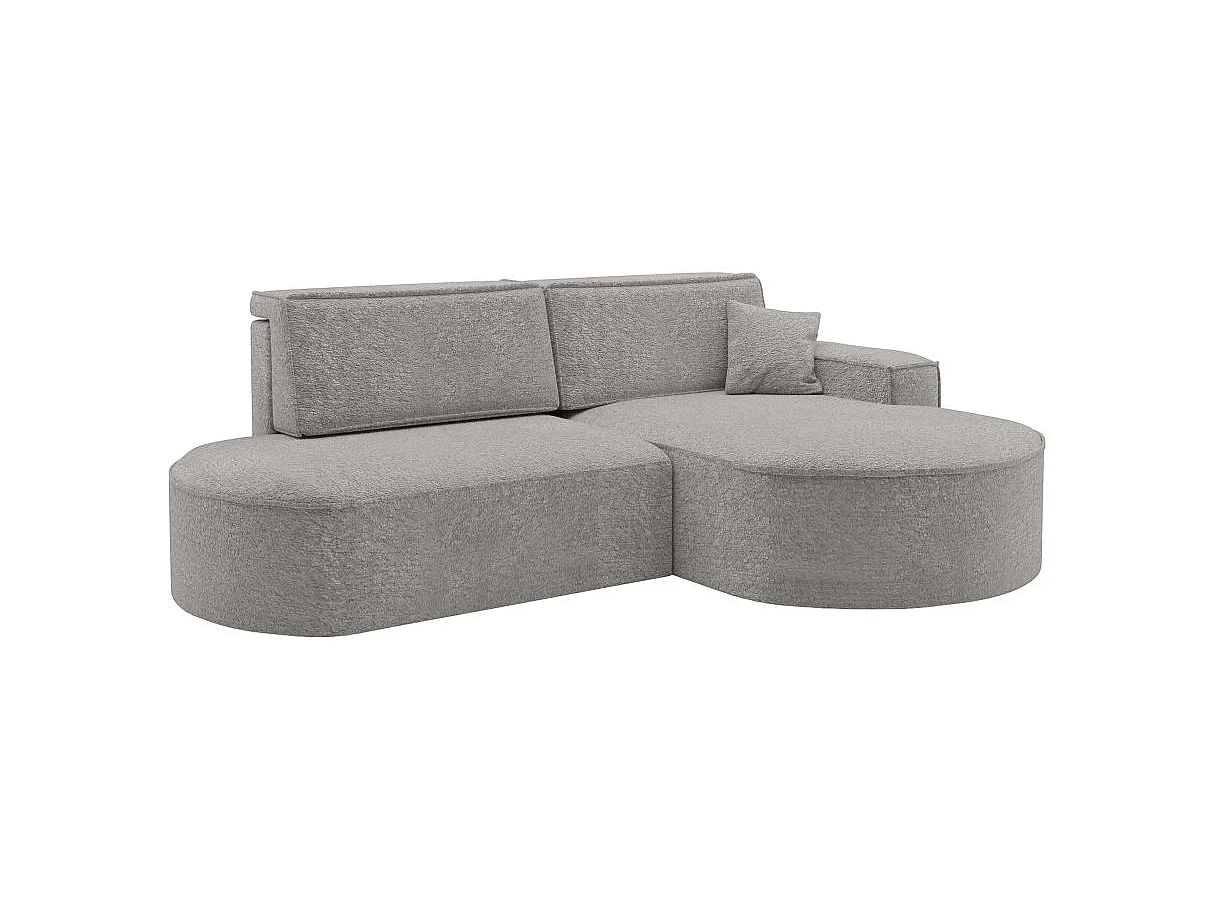 Canapé d'angle convertible 4 places en tissu chenille gris clair MARLO