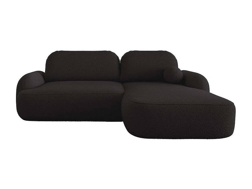 Canapé d'angle droit convertible 4 places MILLY avec coffre en tissu bouclette - Gris anthracite