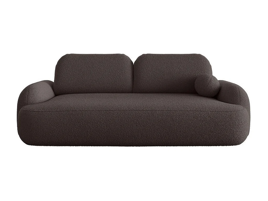 Canapé convertible 3 places MILLY avec coffre en tissu bouclette - Marron