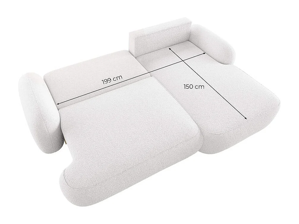 Canapé d'angle gauche convertible 4 places MILLY avec coffre en tissu bouclette - Marron