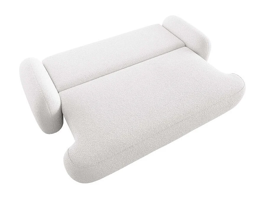 Canapé convertible 3 places MILLY avec coffre en tissu bouclette - Blanc