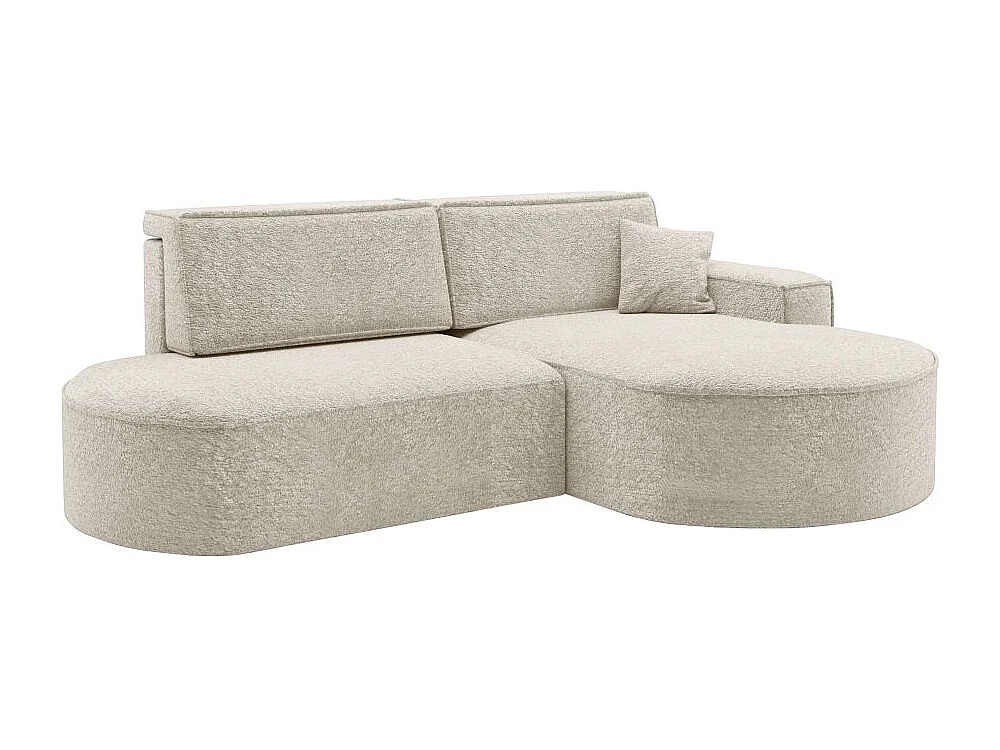 Canapé d'angle droit convertible 4 places MARLO en tissu chenille - Blanc