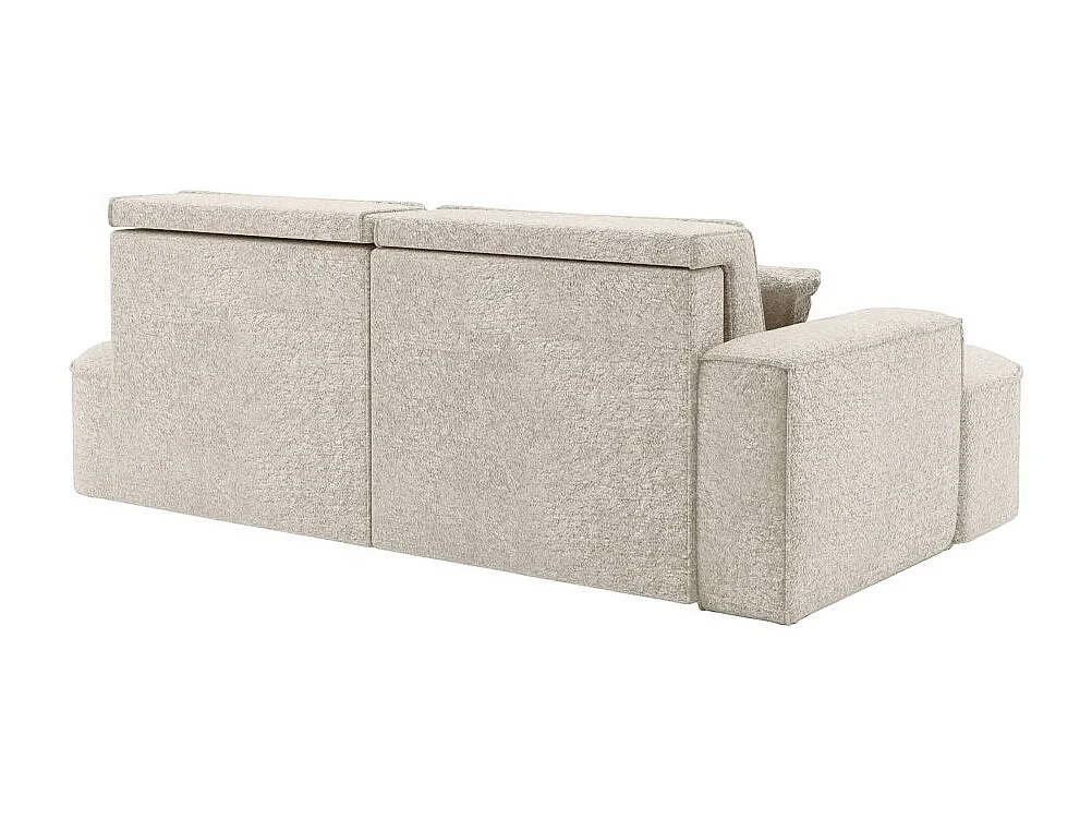Canapé d'angle droit convertible 4 places MARLO en tissu chenille - Blanc