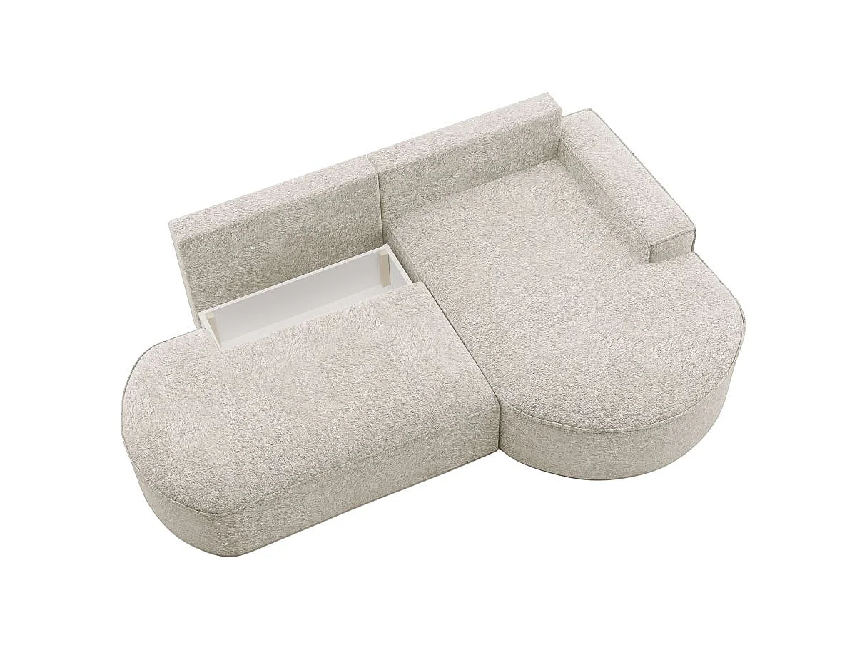 Canapé d'angle convertible 4 places en tissu chenille blanc MARLO
